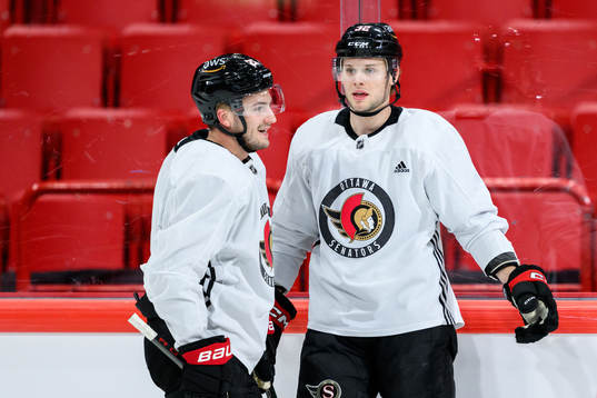 Erik Brännström and Jacob Larsson of Ottawa Senators