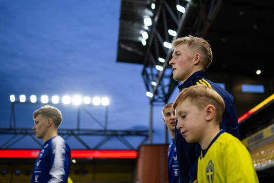 Melker Widell of Sweden enters the pitch