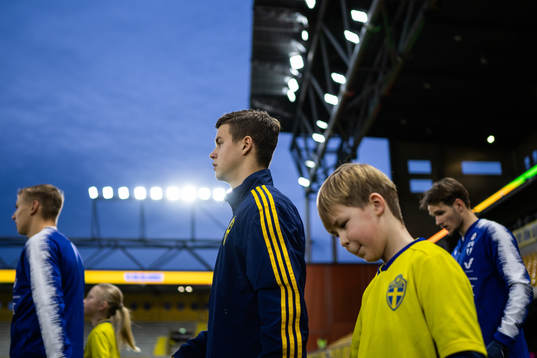 Samuel Dahl of Sweden enters the pitch