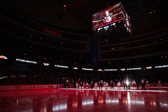 Players of Detroit Red Wings and Ottawa Senators