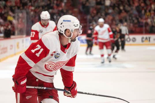 Dylan Larkin of Detroit Red Wings looks dejected
