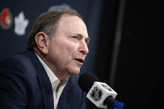 Commissioner Gary Bettman of NHL at a press conference