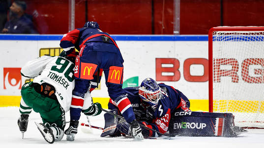 Mål 2-2 av Färjestads David Tomasek förbi Linköpings