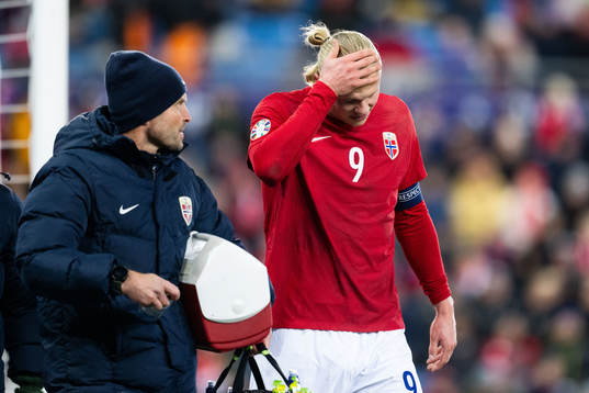 Erling Braut Haaland of Norway in pain