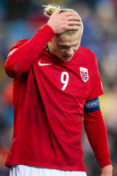 Erling Braut Haaland of Norway in pain