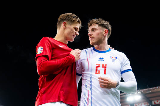 David Møller Wolfe of Norway and Hanus Sørensen of Faroe