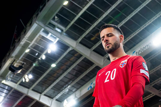 Aron Dønnum of Norway enters the pitch