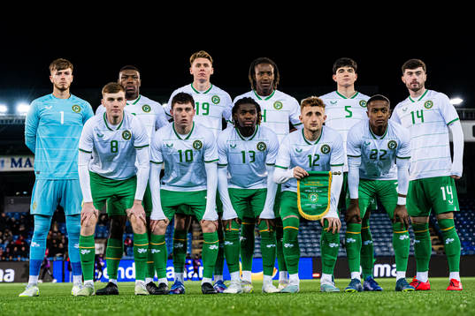 The starting eleven of Ireland, from the top left; Joshua