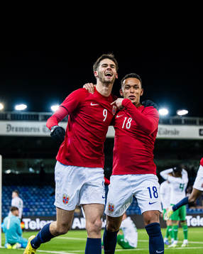 Lasse Nordås of Norway celebrates