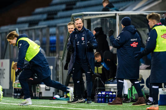 Jan Peder Jalland, head coach of Norway, celebrates at the
