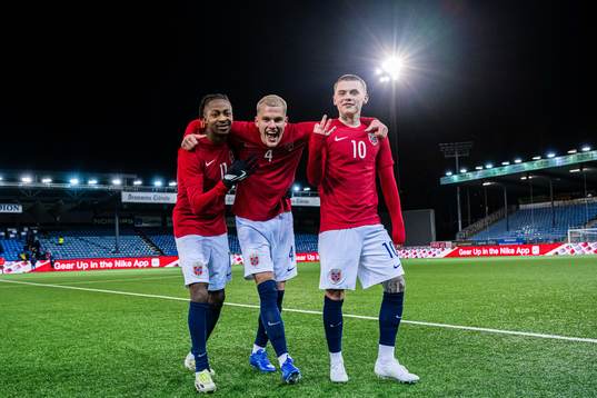 Joel Mugisha, Leo Fuhr Hjelde and Isak Hansen-Aarøen of