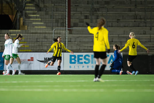 Häckens Stella Oyoko Bengtsson jublar med lagkamrater