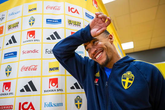 Robin Quaison of the Swedish national football team in a