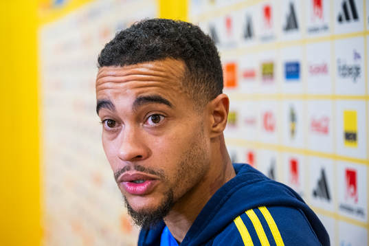 Robin Quaison of the Swedish national football team in a
