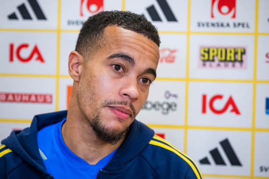 Robin Quaison of the Swedish national football team in a