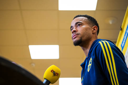 Robin Quaison of the Swedish national football team in a