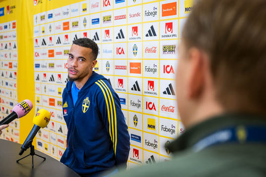 Robin Quaison of the Swedish national football team in a