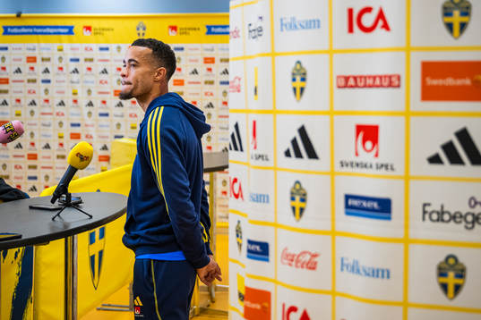 Robin Quaison of the Swedish national football team in a