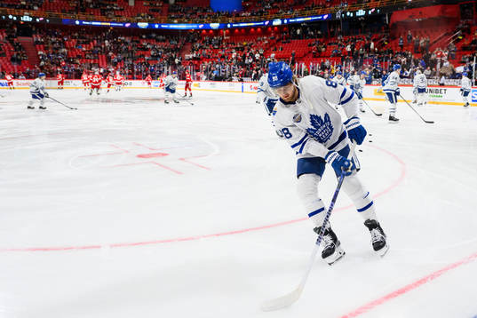 during the NHL Global Series game between Toronto Maple