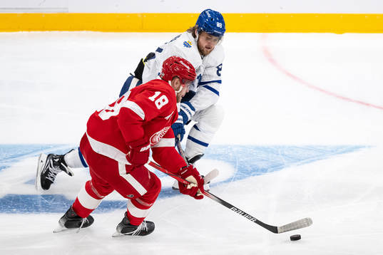 William Nylander of Toronto Maple Leafs and Andrew Copp of