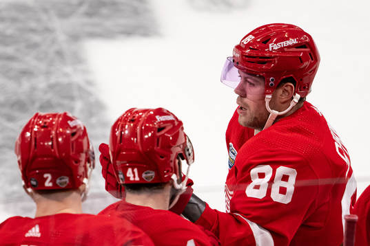 Daniel Sprong of Detroit Red Wings celebrates