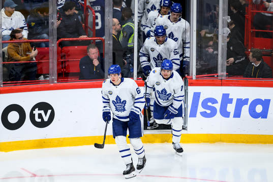 David Kampf, TJ Brodie, Mark Giordano and Simon Benoit of