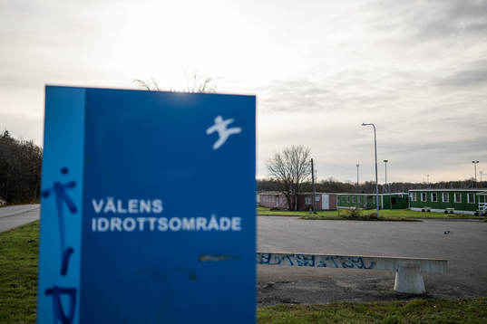 Skylt vid Välens Idrottsområde