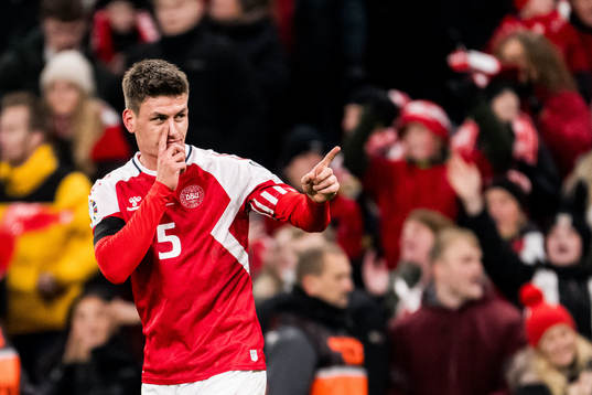 Joakim Mæhle of Denmark celebrates