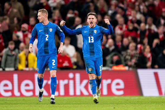 Erik Janza of Slovenia celebrates