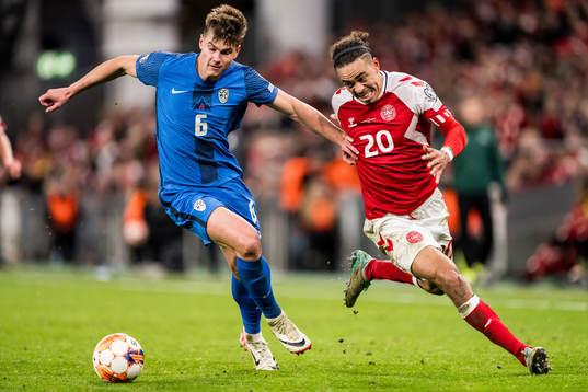 Jaka Bijol of Slovenia and Yussuf Poulsen of Denmark