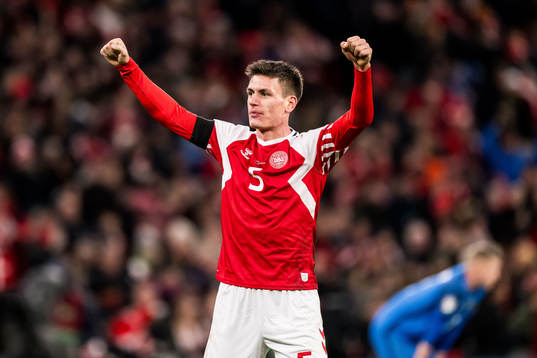 Joakim Mæhle of Denmark celebrates