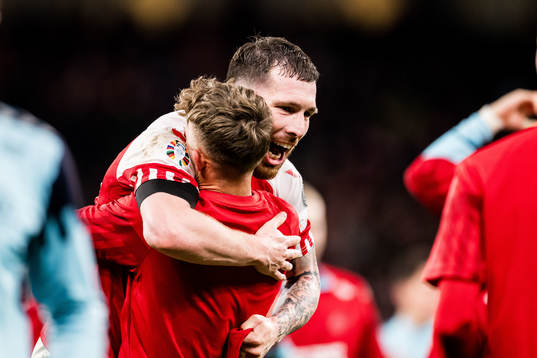 Pierre-Emile Højbjerg of Denmark celebrates