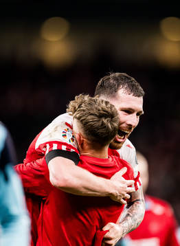 Pierre-Emile Højbjerg of Denmark celebrates