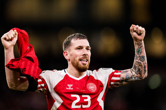 Pierre-Emile Højbjerg of Denmark celebrates