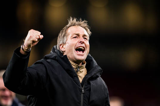 Head coach Kasper Hjulmand of Denmark celebrates