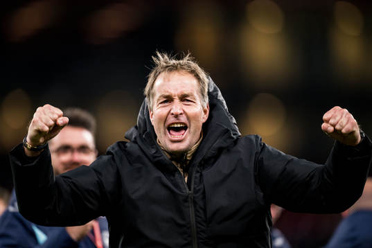 Head coach Kasper Hjulmand of Denmark celebrates