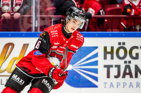Malmö Redhawks Dominik Badinka värmer upp innan