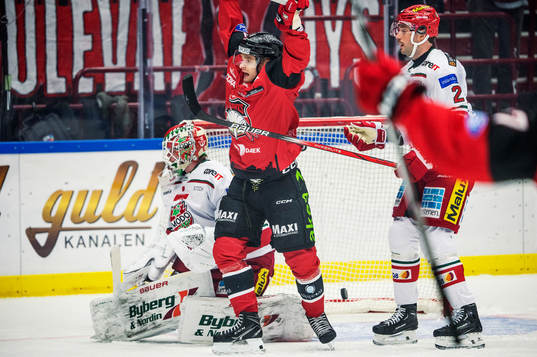 Malmö Redhawks Johan Olofsson jublar