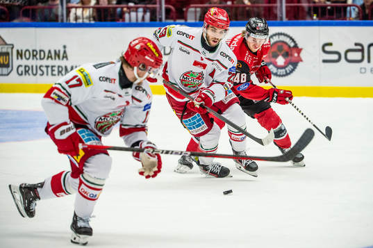 MoDos Josh Dickinson mot Malmö Redhawks Lauri Pajuniemi