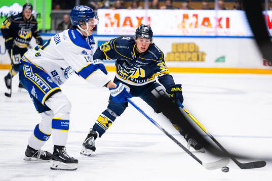 Leksands Anton Johansson och HV71s Måns Lindbäck