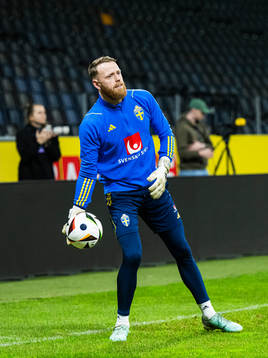 Goalkeeper Viktor Johansson of the Swedish national