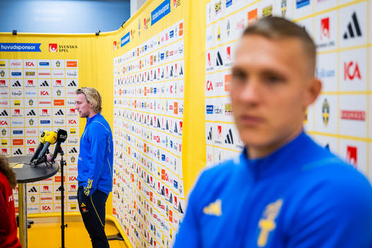 Emil Forsberg and Ludwig Augustinsson of the Swedish