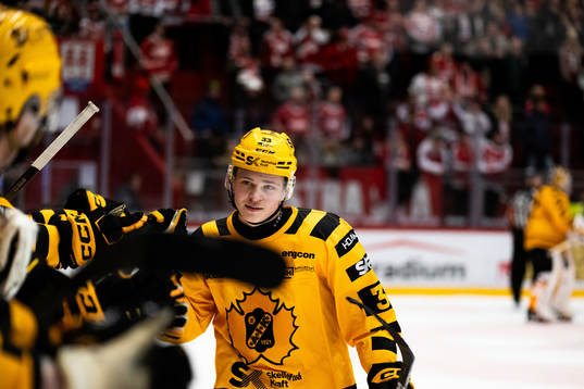 Skellefteås målvakt Linus Söderström jublar