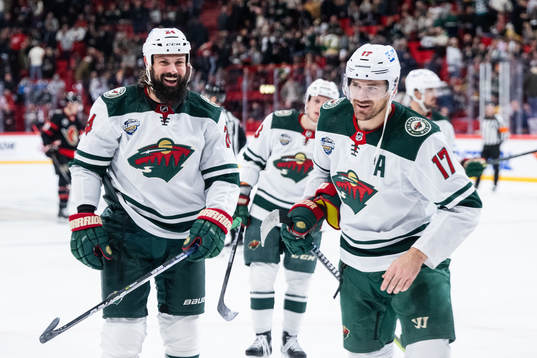 Zach Bogosian and Marcus Foligno of Minnesota Wild