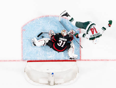 Goaltender Anton Forsberg of Ottawa Senators with the game