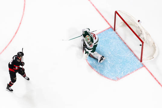 Josh Norris of Ottawa Senators scores the game winning goal