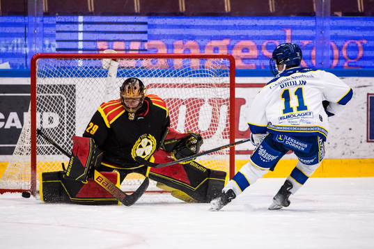 Brynäs IFs målvakt Klara Peslarova och Leksands IFs Fanny