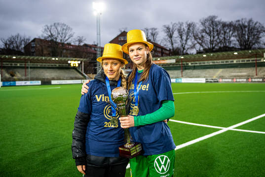 Hammarbys Smilla Holmberg och Bella Andersson jublar
