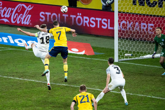 Viktor Claesson of Sweden scores 1-0