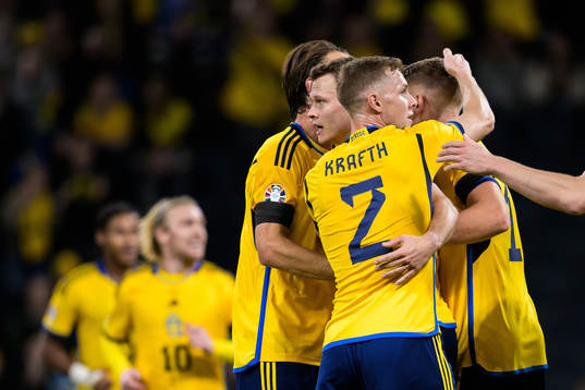 Viktor Claesson of Sweden celebrates the 1-0 goal